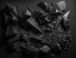 Abstract dark black various paper shapes background created with technology photo