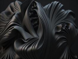 Lines and folds of fabric in dark metallic tones created with technology photo