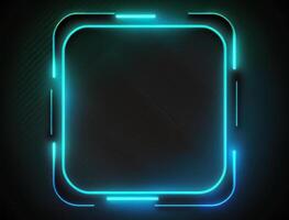 Neon rounded square frame with shining effect dark background created with technology photo