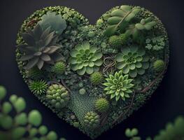 Green heart that represents environmental protection created with technology photo