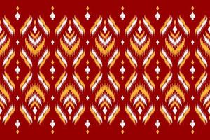 Carpet ikat red pattern art. Geometric ethnic ikat seamless pattern in tribal. American and Mexican style. vector