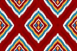 Abstract ikat red pattern art. Geometric ethnic ikat seamless pattern in tribal. American and Mexican style. vector