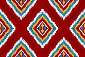 Abstract ikat red pattern art. Geometric ethnic ikat seamless pattern in tribal. American and Mexican style. vector