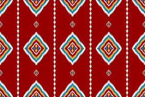 Beautiful ethnic tribal pattern art. Ethnic ikat red seamless pattern. American and Mexican style. vector