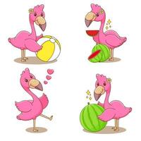 Cute flamingo summer activity vector design illustration