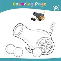 Educational printable coloring worksheet. Cute pirate illustration. Vector outline for coloring page.