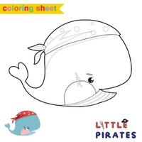 Cute pirate coloring page. Educational printable coloring worksheet. Coloring game for preschool children. Vector outline for coloring sheet.