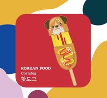 Cute South Korean street food flashcard. Asian snack drawing. Printable game cards. Vector illustration.