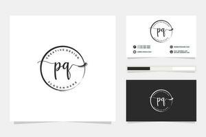 Initial PQ Feminine logo collections and business card template Premium Vector