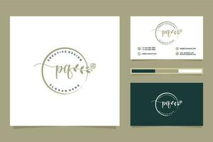 Initial PQ Feminine logo collections and business card template Premium Vector