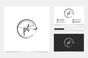 Initial PT Feminine logo collections and business card template Premium Vector