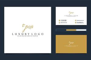 Initial PU  Feminine logo collections and business card template Premium Vector