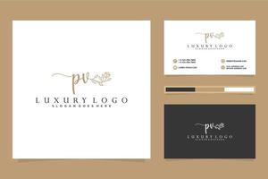 inicial pv femenino logo colecciones y negocio tarjeta modelo prima vector