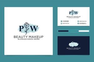 inicial pw femenino logo colecciones y negocio tarjeta modelo prima vector