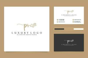 inicial pr femenino logo colecciones y negocio tarjeta modelo prima vector