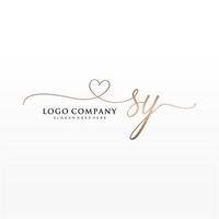 Initial SY feminine logo collections template. handwriting logo of initial signature, wedding, fashion, jewerly, boutique, floral and botanical with creative template for any company or business. vector