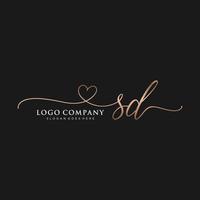 Initial SD feminine logo collections template. handwriting logo of initial signature, wedding, fashion, jewerly, boutique, floral and botanical with creative template for any company or business. vector