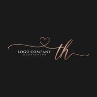 Initial TH feminine logo collections template. handwriting logo of initial signature, wedding, fashion, jewerly, boutique, floral and botanical with creative template for any company or business. vector