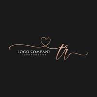 Initial TR feminine logo collections template. handwriting logo of initial signature, wedding, fashion, jewerly, boutique, floral and botanical with creative template for any company or business. vector