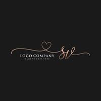 Initial SV feminine logo collections template. handwriting logo of initial signature, wedding, fashion, jewerly, boutique, floral and botanical with creative template for any company or business. vector