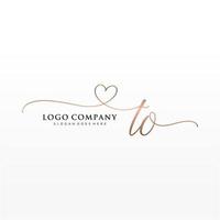 Initial TO feminine logo collections template. handwriting logo of initial signature, wedding, fashion, jewerly, boutique, floral and botanical with creative template for any company or business. vector