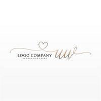 Initial UW feminine logo collections template. handwriting logo of initial signature, wedding, fashion, jewerly, boutique, floral and botanical with creative template for any company or business. vector