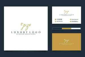 Initial PZ Feminine logo collections and business card template Premium Vector