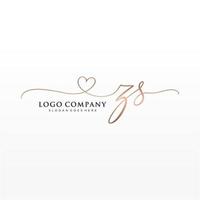 Initial ZS feminine logo collections template. handwriting logo of initial signature, wedding, fashion, jewerly, boutique, floral and botanical with creative template for any company or business. vector