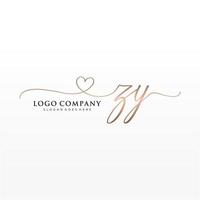 Initial ZY feminine logo collections template. handwriting logo of initial signature, wedding, fashion, jewerly, boutique, floral and botanical with creative template for any company or business. vector