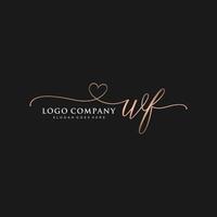 Initial WF feminine logo collections template. handwriting logo of initial signature, wedding, fashion, jewerly, boutique, floral and botanical with creative template for any company or business. vector