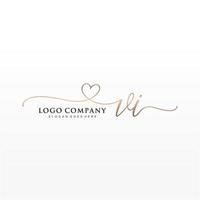 Initial VI feminine logo collections template. handwriting logo of initial signature, wedding, fashion, jewerly, boutique, floral and botanical with creative template for any company or business. vector