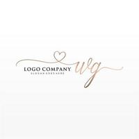 Initial WG feminine logo collections template. handwriting logo of initial signature, wedding, fashion, jewerly, boutique, floral and botanical with creative template for any company or business. vector