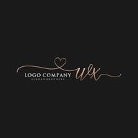 Initial WX feminine logo collections template. handwriting logo of initial signature, wedding, fashion, jewerly, boutique, floral and botanical with creative template for any company or business. vector