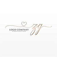 Initial ZG feminine logo collections template. handwriting logo of initial signature, wedding, fashion, jewerly, boutique, floral and botanical with creative template for any company or business. vector