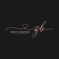 Initial ZB feminine logo collections template. handwriting logo of initial signature, wedding, fashion, jewerly, boutique, floral and botanical with creative template for any company or business. vector