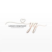 Initial YQ feminine logo collections template. handwriting logo of initial signature, wedding, fashion, jewerly, boutique, floral and botanical with creative template for any company or business. vector