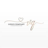 Initial VQ feminine logo collections template. handwriting logo of initial signature, wedding, fashion, jewerly, boutique, floral and botanical with creative template for any company or business. vector