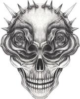 Art fancy surreal punk skull. Hand drawing and make graphic vector. vector