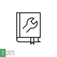 User manual book icon. Instruction, guide book, project technical document concept. Simple outline style. Thin line symbol. Vector illustration isolated on white background. EPS 10.