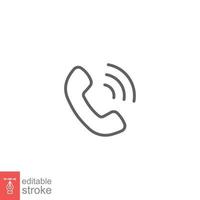 Phone call ringing icon. Telephone, incoming, receiver, communication concept. Simple outline style. Thin line symbol. Vector illustration isolated on white background. Editable stroke EPS 10.