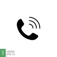 Phone call ringing icon. Telephone, office, communication concept. Simple solid style. Black silhouette, glyph symbol. Vector illustration isolated on white background. EPS 10.