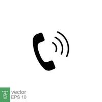 Phone call ringing icon. Telephone, office, communication concept. Simple solid style. Black silhouette, glyph symbol. Vector illustration isolated on white background. EPS 10.