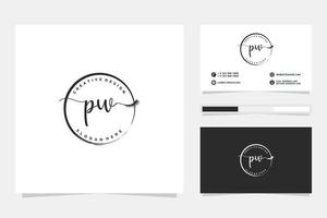 Initial PW Feminine logo collections and business card template Premium Vector