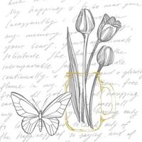 Tulip flower graphic sketch illustration. Botanical plant illustration. Vintage medicinal herbs sketch set of ink hand drawn medical herbs and plants sketch vector