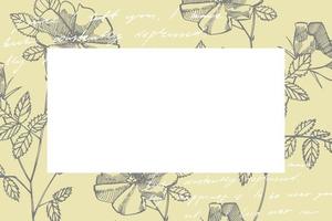 salvaje Rosa flores dibujo y bosquejo ilustraciones. decorativo floral conjunto para tela, textil, envase papel, tarjeta, invitación, fondo de pantalla, web diseño. escrito resumen texto vector