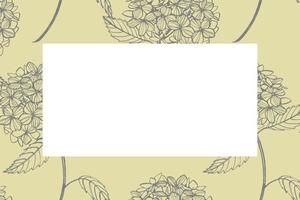 Hydrangea graphic illustration in vintage style. Flowers drawing and sketch with line-art on white backgrounds. Botanical plant illustration. Handwritten abstract text vector