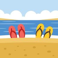 Vector Image Of Flip-Flops On The Beach