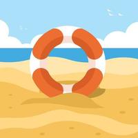 Vector Image Of A Lifebuoy On The Beach