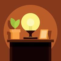 Vector Image Of A Lamp On The Bedside Table