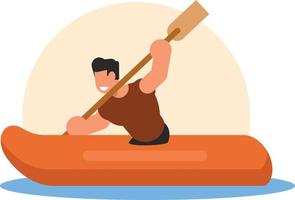 Vector Image Of A Man Rowing On The River